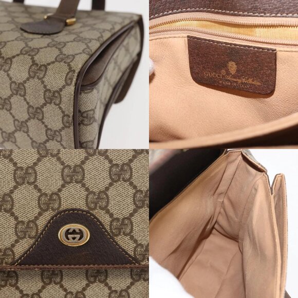 GUCCI GG Supreme Hand Bag PVC Beige Gold 116 02 080 Auth BA6160 - Picture 14 of 15